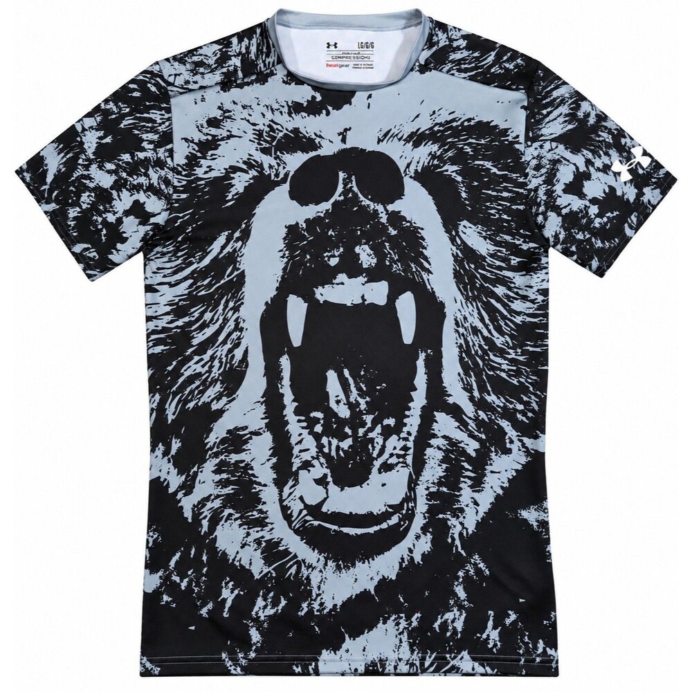 Mens Under Armour HeatGear Grizzly Bear Compression T Shirt Large